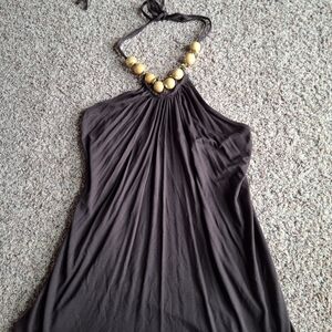 The Limited Brown Halter Top with Wood Beads size medium